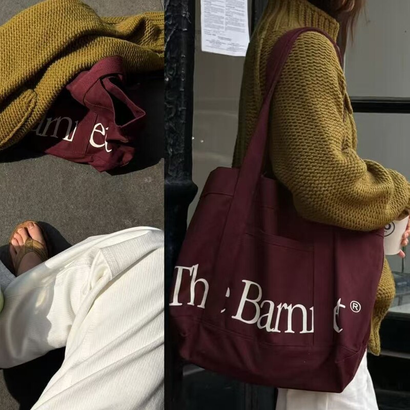 Now, the Same Style of the Korean Niche Designer's Eight-Letter Canvas Bag Is Available in Korean Style, Versatile and Large-Capacity Shoulder Bag