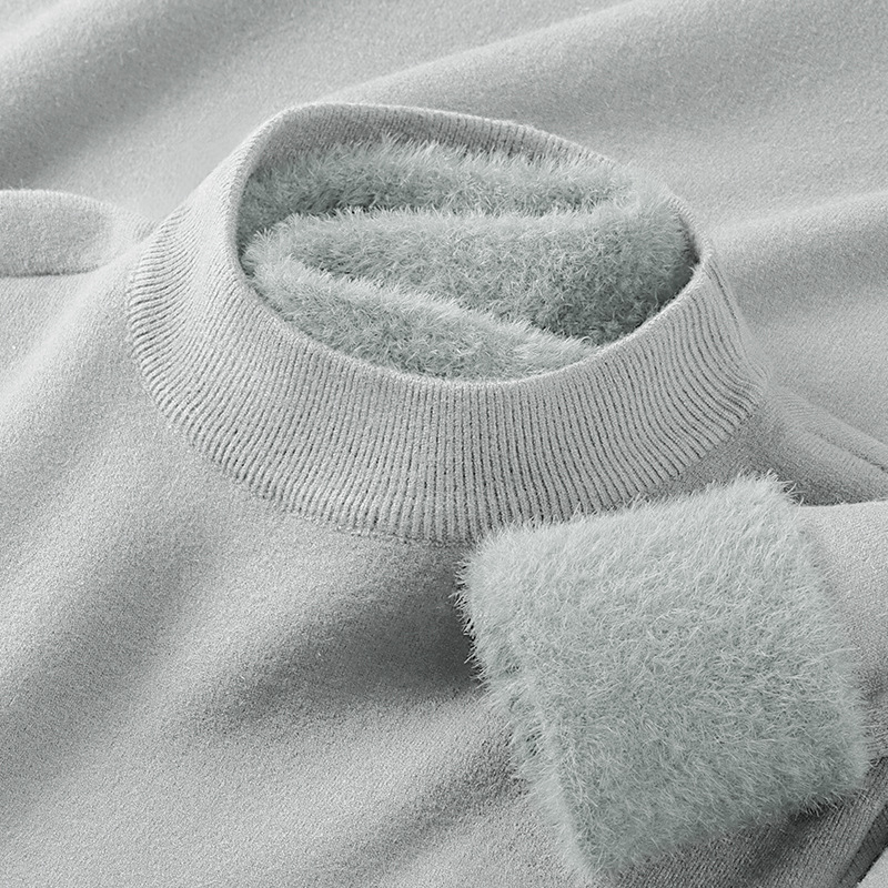 モーダルウール秋冬半高襟セーター男性ニット長袖韓国版ベルベット厚手シャツ上着