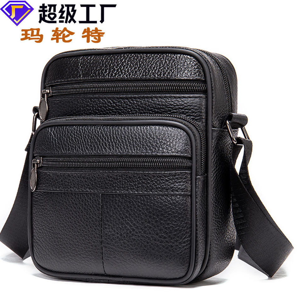 Túi đeo chéo nam da bò vân sần đựng tiền xu và máy tính bảng 8 inch — 0505 màu đen, Cà phê 0505, Màu nâu