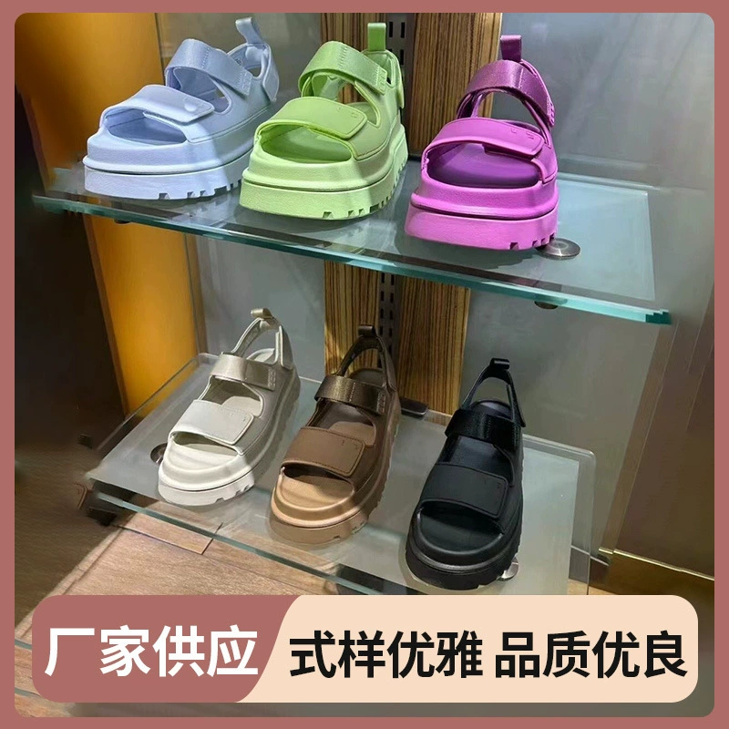 24 летние новые полые туфли конфеты с открытыми пальцами повседневные римские туфли с золотыми липучками толстые сандалии