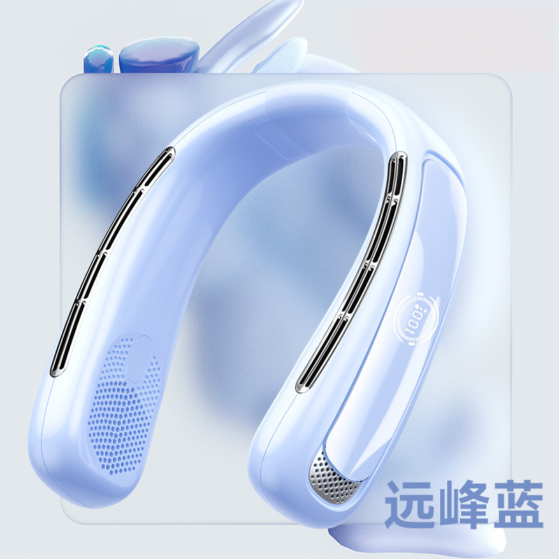 新型首付き扇風機usb充電怠け者携帯型小扇風機学生オフィス運動無葉首扇風機|undefined