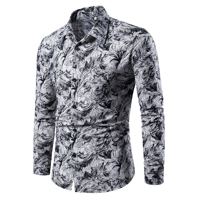 Nueva camisa de manga larga de solapa de los hombres europeos y americanos 3D Impresión digital popular camisa casual superior ventas directas de fábrica