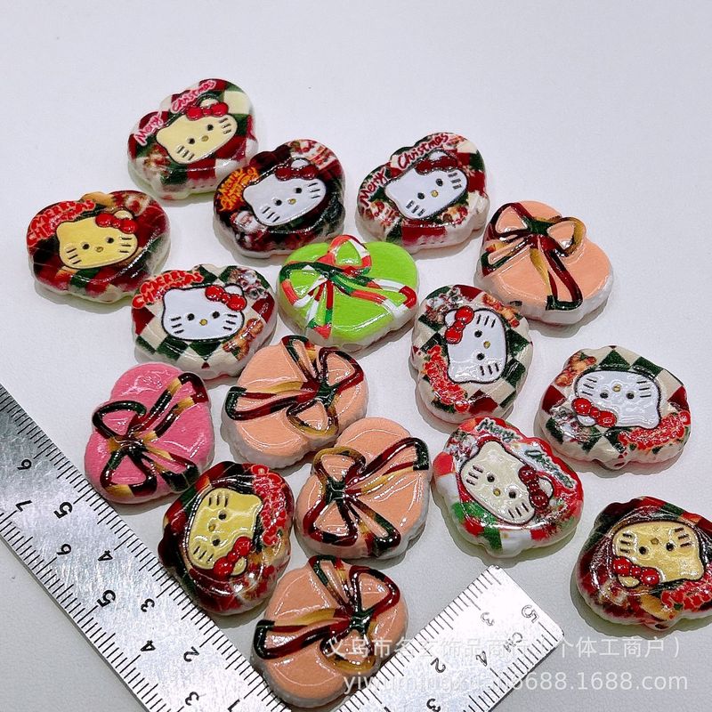 亚克力双面印花HelloKitty猫咪系列竖孔爱心珠diy手机链饰品配件|undefined