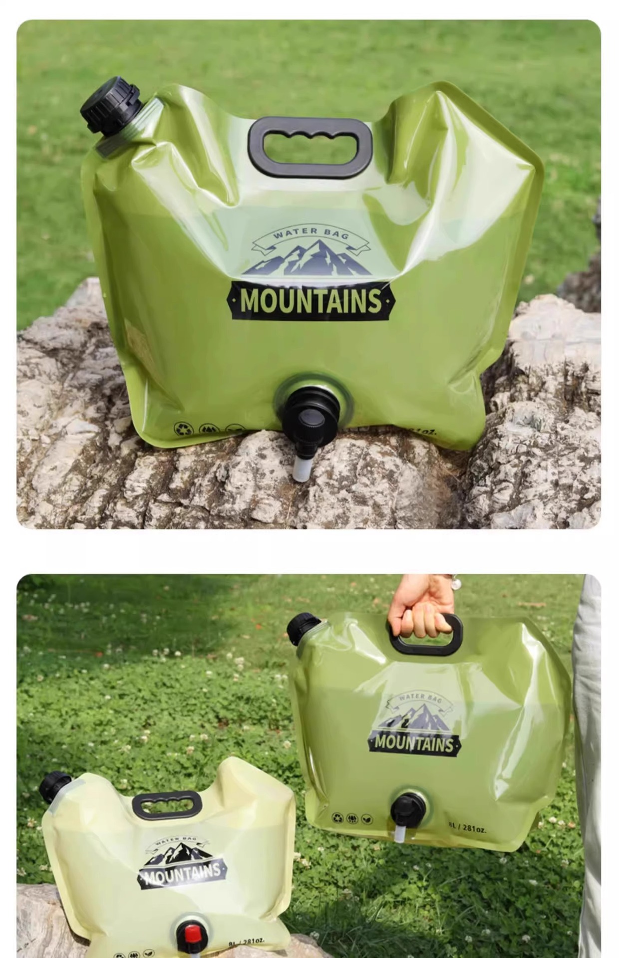 Outdoor portable 8L folding water bag for mountain climbing, tourism and camping, food-grade water storage bucket, large-capacity thickened water storage bag pic 31