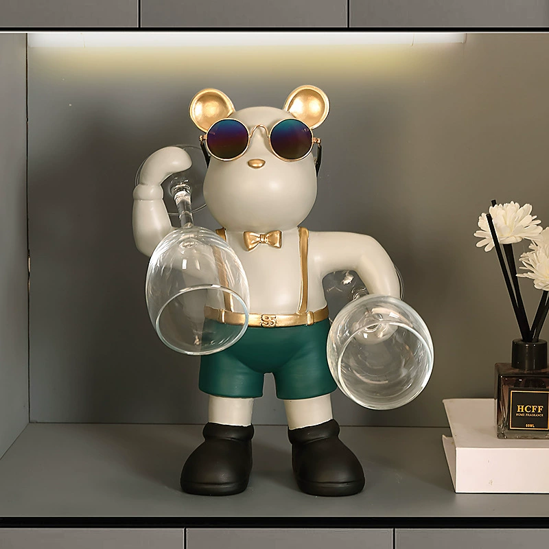 Интернет-хит: подставка для вина в виде медведя, декоративный буфет, винный шкаф, стеклянная подставка, набор для вина в стиле лайт-люкс, креативные украшения для гостиной.