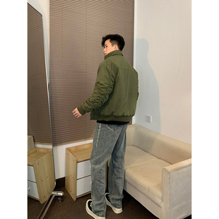 American-style Three-proof Bomber Jacket Cotton-padded Jacket Men's Spring Wear Sense Shape Work Jacket with Vertical Collar Baseball Suit