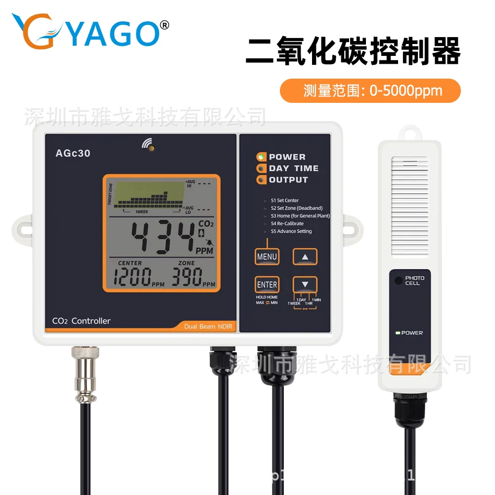AGC30 цифровой двуокись углерода контроллер двухканального обнаружения NDIR датчик обнаружения в теплице посадки CO2