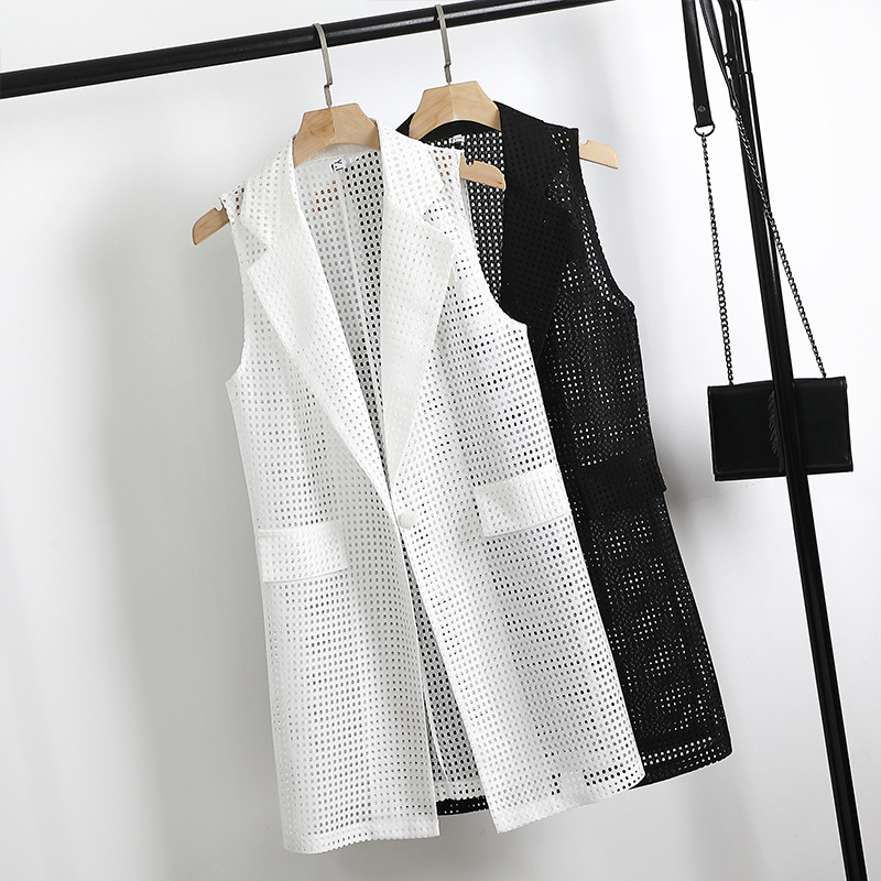 Spring/Summer 2026 New Women's Vest Mid-Length Summer Cardigan Korean Style Versatile Elegant Sleeveless Waistcoat Jacket