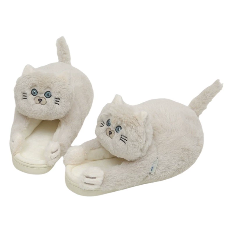 Хлопковые тапочки Blue Cat с кошачьим чувством Хлопковая обувь на полукаблуке Плюшевые домашние милые теплые тапочки-симуляторы на каблуке росы