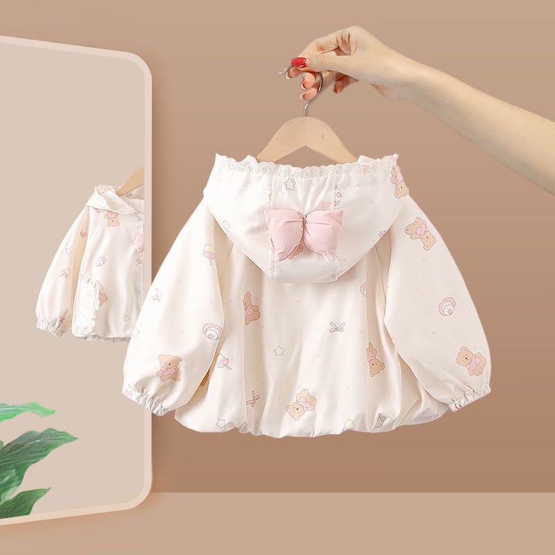 Girls' Autumn Cartoon Hooded Jacket, New Spring and Autumn Fashionable Bow Princess Style Top, Casual Zipper Shirt, Trendy Girls' Autumn Cartoon Hooded Jacket, New Spring and Autumn Fashionable Bow Princess Style Top, Casual Zipper Shirt, Trendy