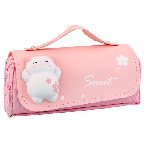 ins large-capacity pencil bag student cute decompression stationery bag cartoon creative multifunctional stationery box pencil bag