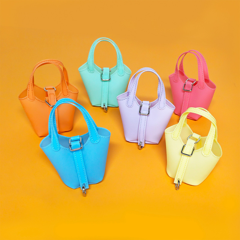 Cross-Border Popular Macaron Dopamine Pvc Basket Pendant Coin Purse Bag Accessories Small Storage Bag in Stock