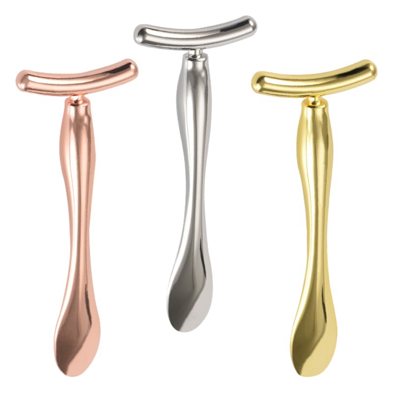 Source Factory T-Shaped Eye Cream Stick Eye Area Eye Cream Massage Introduction Stick Face Cream Spoon Zinc Alloy T-Shaped Eye Cream Massage Stick