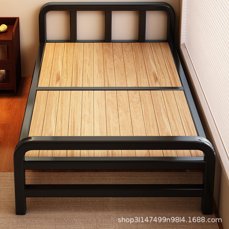 Folding single bed for adults, home use, soft-packed bed frame, temporary splicing bed, bedroom double bed, sturdy and durable