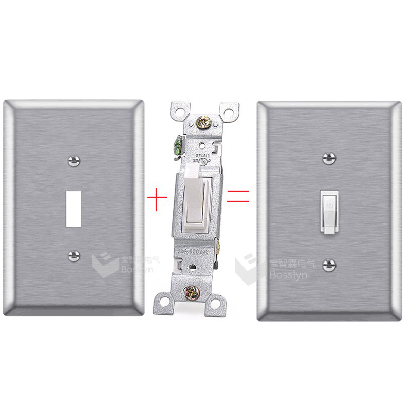 现货供应美式墙壁拨动开关 美标不锈钢面板 家用明装墙壁开关面板