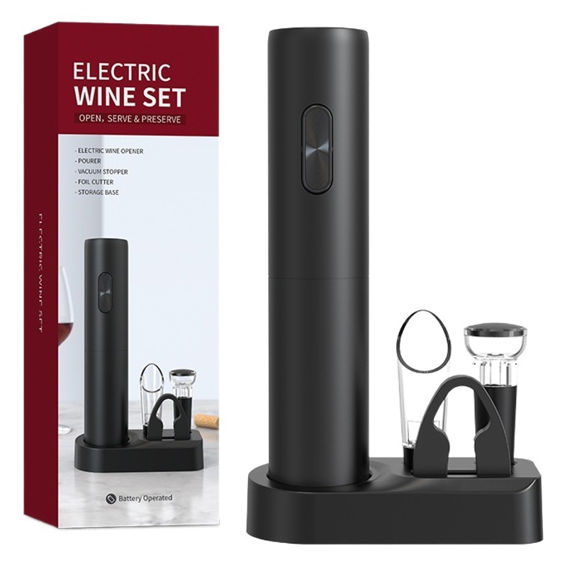 Set eléctrico abridor de vino, recargable, multifunción con almacenamiento, vertedor y accesorios