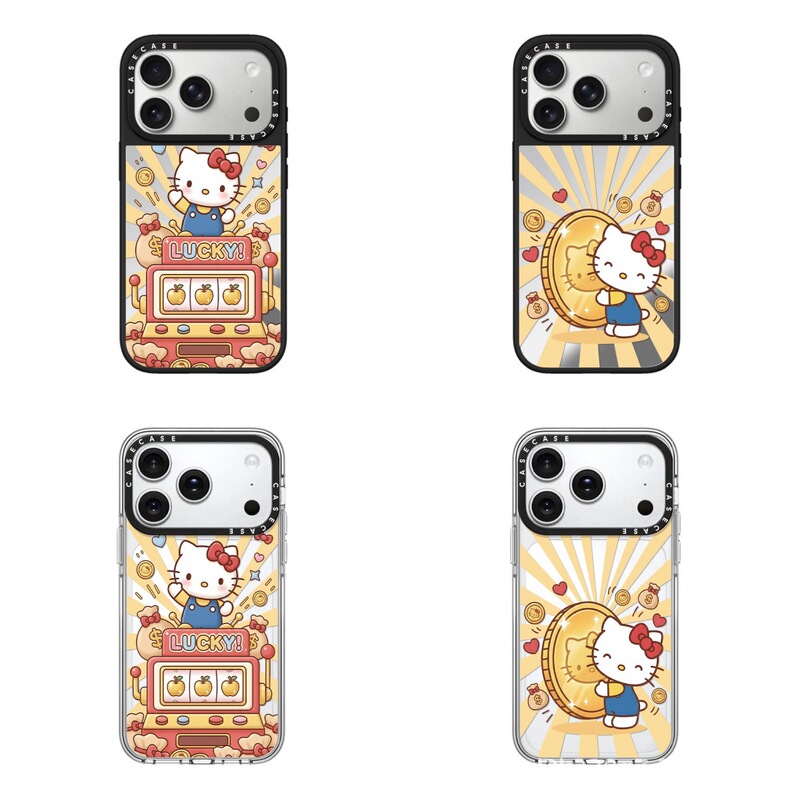 C Brand Lottery Machine Big Gold Coin Glowing Kitty Suitable for iPhone 17 Pro Phone Case 1615 Mirror Surface 14P Cartoon
