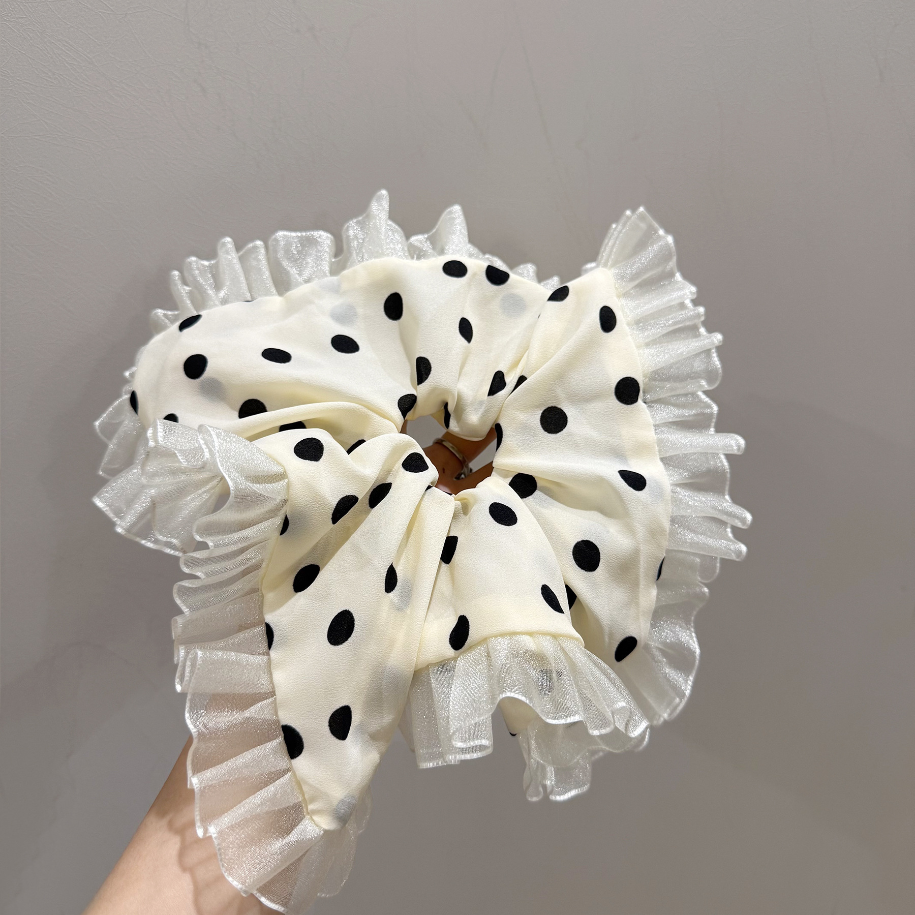 Polka Dot Hair Scrunchie Scarf Hair Accessory For Ponytails_voghion.com