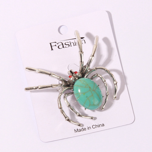 B010 European and American exaggerated fashion insect brooch, high-end atmospheric insect lady corsage, personalized retro turquoise clothing