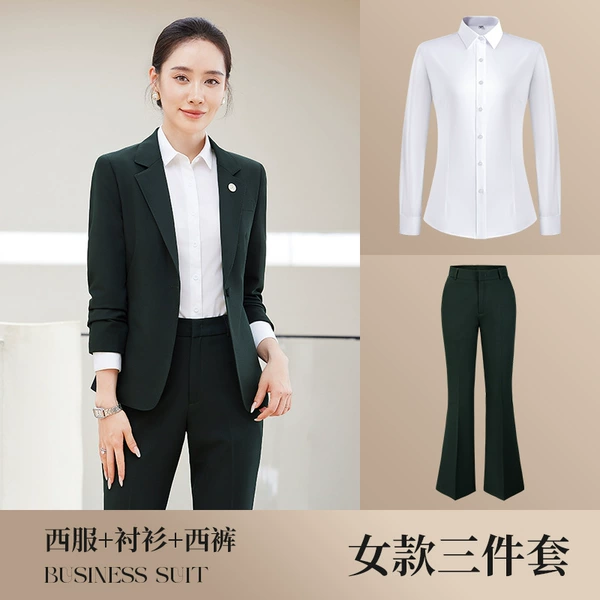 2611 dark green women's suit + 807 shirt + 2611 women's pants