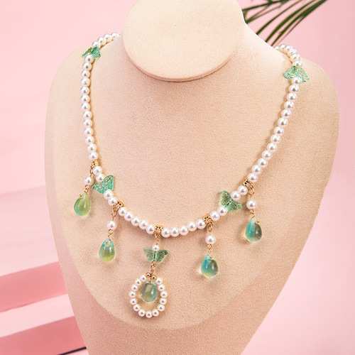 Simple retro derivative Da Qiao necklace ancient style Hanfu soft necklace open collar Tang style accessories 15.9GF049