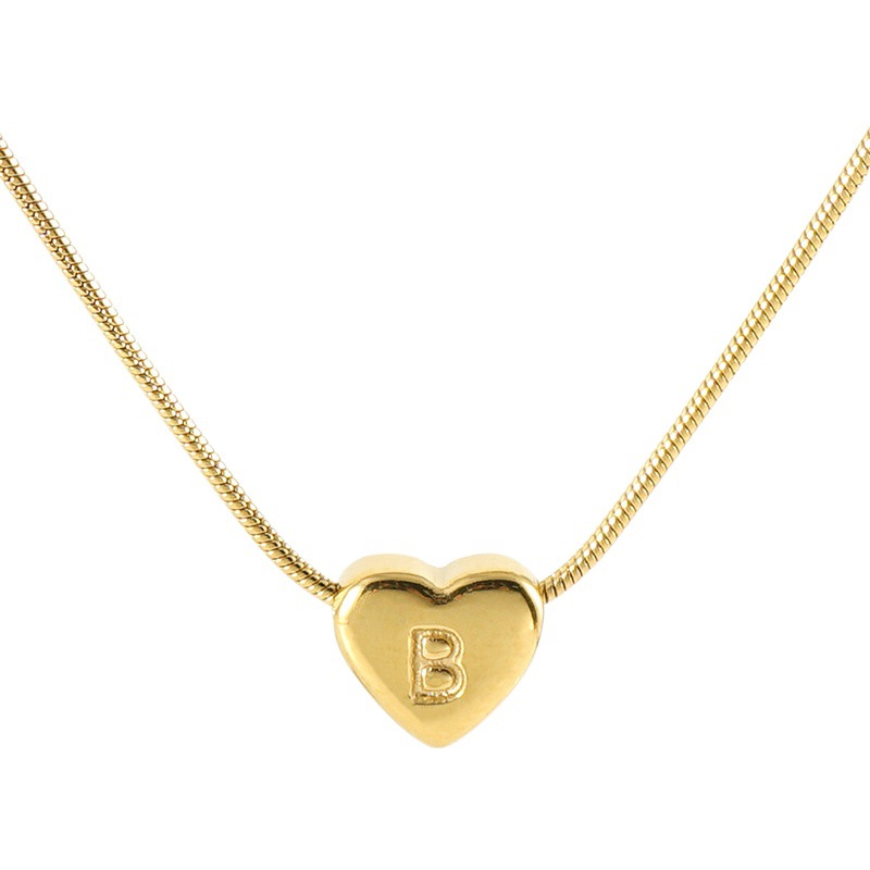 18K moda todo-fósforo serpiente hueso cadena carta collar de acero de titanio hembra Cruz-frontera europea y americana de acero inoxidable en forma de corazón colgante de la letra femenina