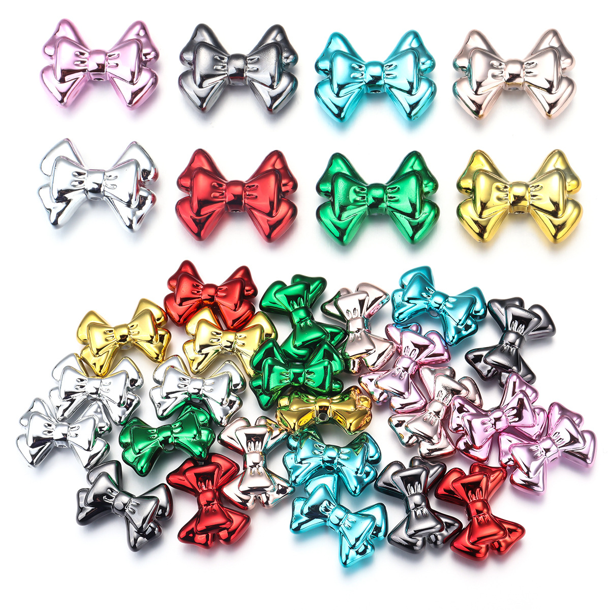 35g Weight Beads Jewelry Making Type DIY Jewelry Accessories Classification 10 PCS/Package Quantity Acrylic Material Bow Knot Pattern Plating Design Sweet, Simple Style Style 10 PCS/Package Arylic Bow Knot DIY Jewelry Accessories Beads 无