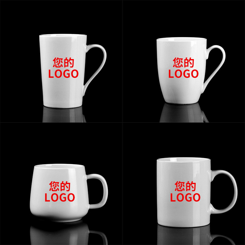 潮州陶瓷杯厂家小批量定制LOGO带盖带勺马克杯烤花色釉杯咖啡杯子