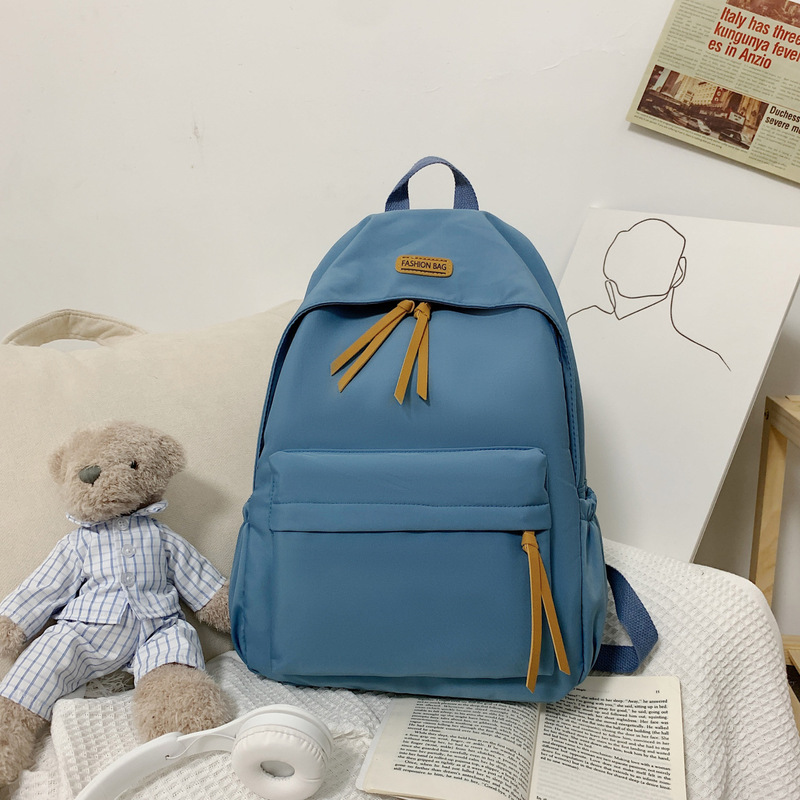 韩版书包中小学大学生大容量背包高颜值纯色双肩背包简约时尚书包|undefined