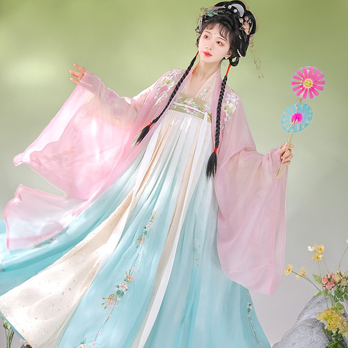 Tang Dynasty Hanfu Fairy dress for women Chinese style costume big sleeve  shirt gradient chest Ru