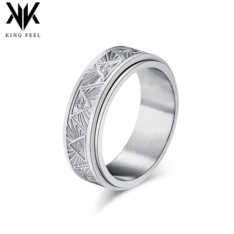 Cross-Border E-Commerce Ancient Egyptian Eye of Horus Rotating Decompression Ring Titanium Steel Rotating Anxiety Relief Hand Jewelry