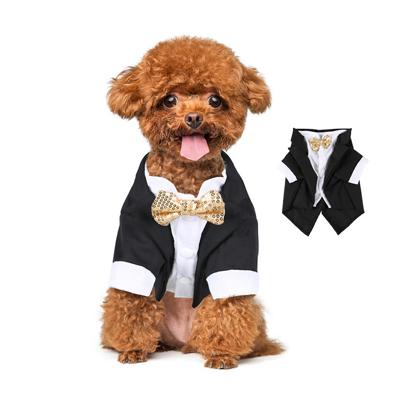 Pet Dress Puppy Tuxedo Clothes Suit Teddy Small Dog Cross-border Clothing Dog Black and White Pet Suit