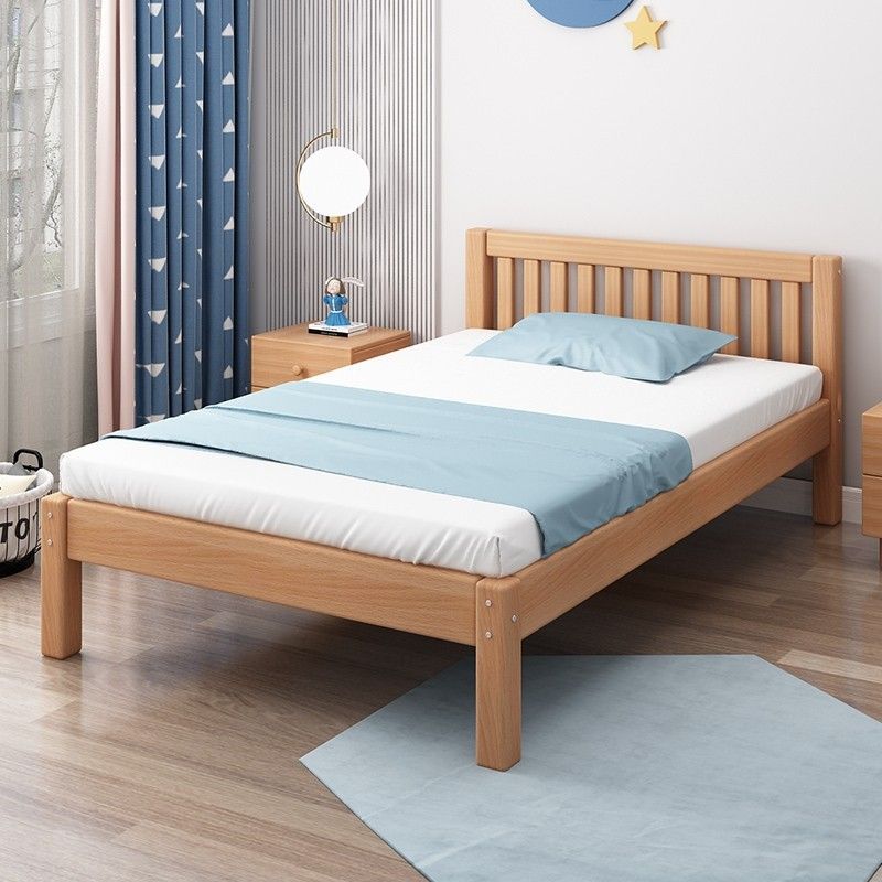 Single Bed Solid Wood Children's Bed Boy Girl Simple Adult Solid Wood Bed Home Log Beech Double Bed