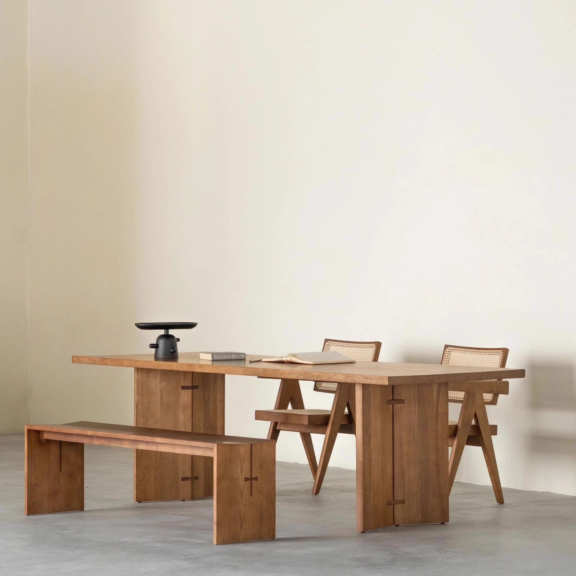 北欧白蜡木实木餐桌客厅书桌原木风大板桌茶桌创意长桌民宿工作台