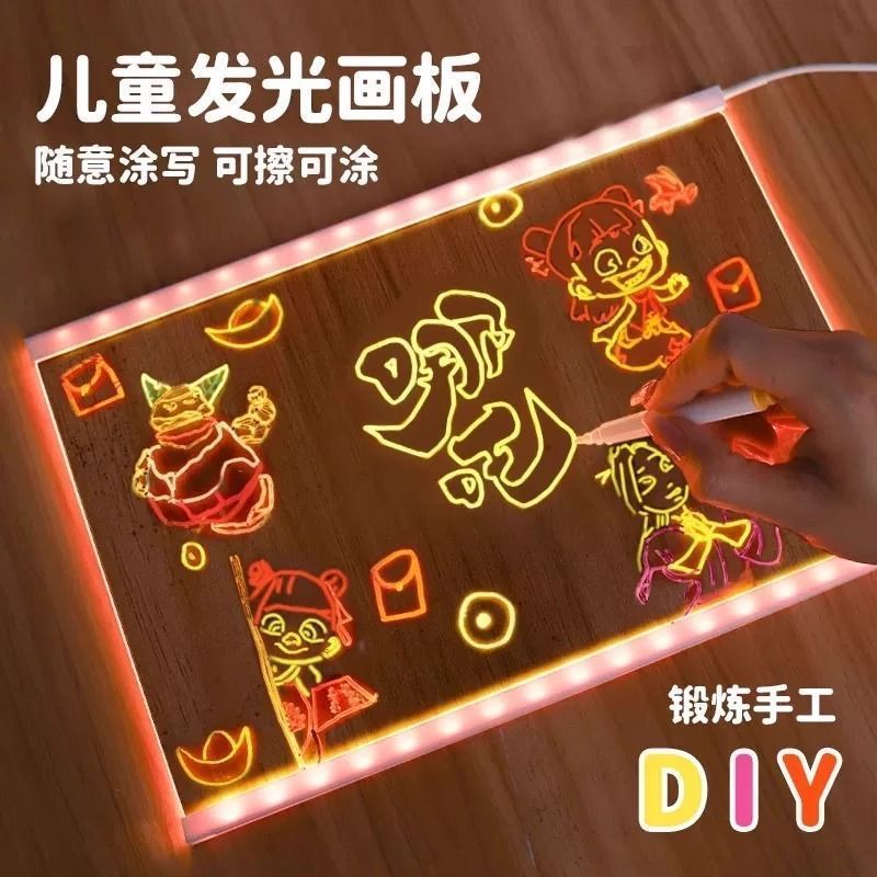 DIY tablero de dibujo luminoso acrílico transparente tablero de mensajes escritos a mano pintura infantil tablero de escritura tipo de soporte doméstico