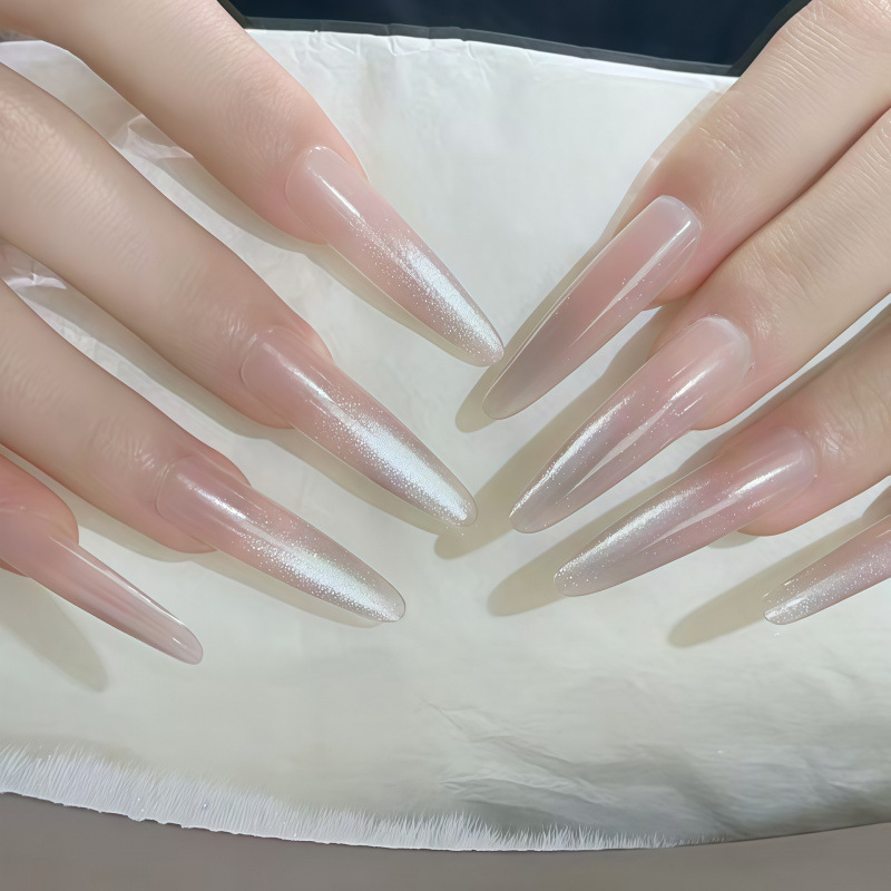 Semi-Handmade Cat-Eye Whitening Nude Color Elegant Manicure Wearable Gradient Simple Pure Handmade High-End Nail Gentle Patch Semi-Handmade Cat-Eye Whitening Nude Color Elegant Manicure Wearable Gradient Simple Pure Handmade High-End Nail Gentle Patch