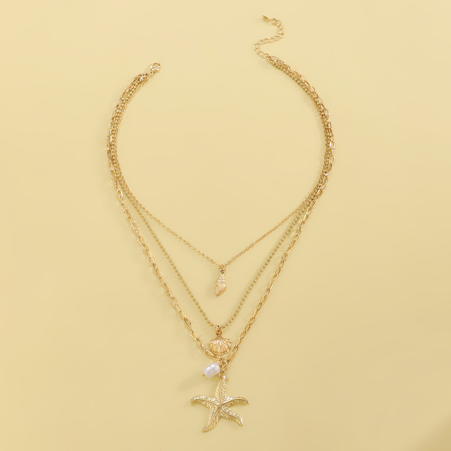 Vakantie Wind Oceaan Wind Sint-jakobsschelpen Zeester Legering Groothandel Gelaagde Ketting display picture 8