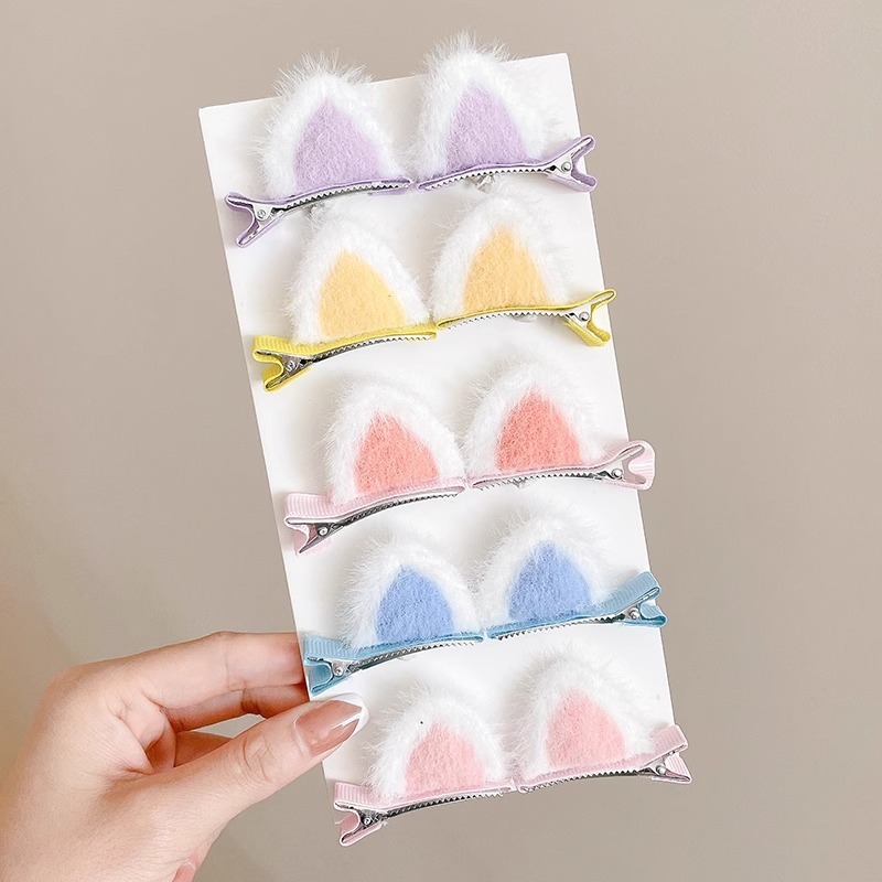 Clipper de pelo de peluche de orejas de gato para niños 2024 nuevo clipper de peluche lateral pinzas de cabello para el cabello de niña tocado de bebé