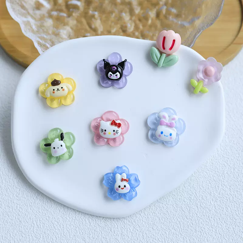 冰透细闪三丽鸥卡通diy奶油胶手机壳头绳冰箱贴发夹饰品树脂配件