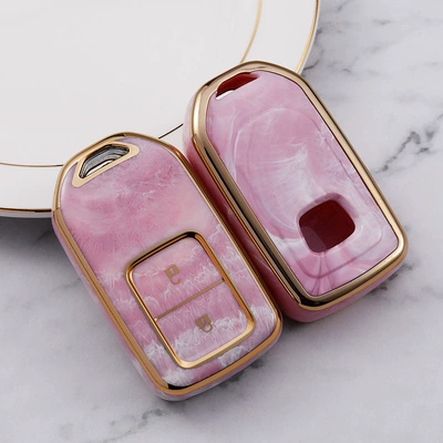 for Honda Civic Key Case, Car key bag - a-two-keys-peach-blossom-jade