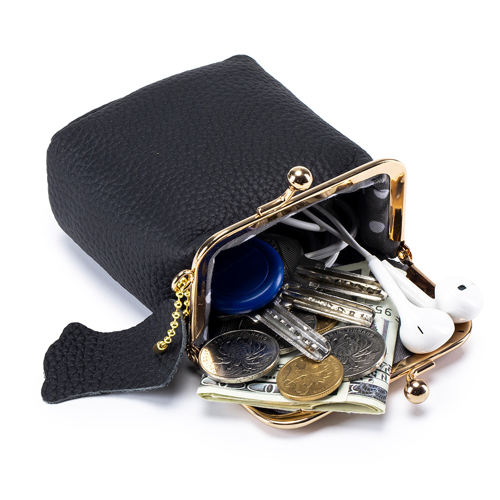 New leather mini mouth red envelope ins style lychee pattern multifunctional lipstick box convenient change coin storage_voghion.com