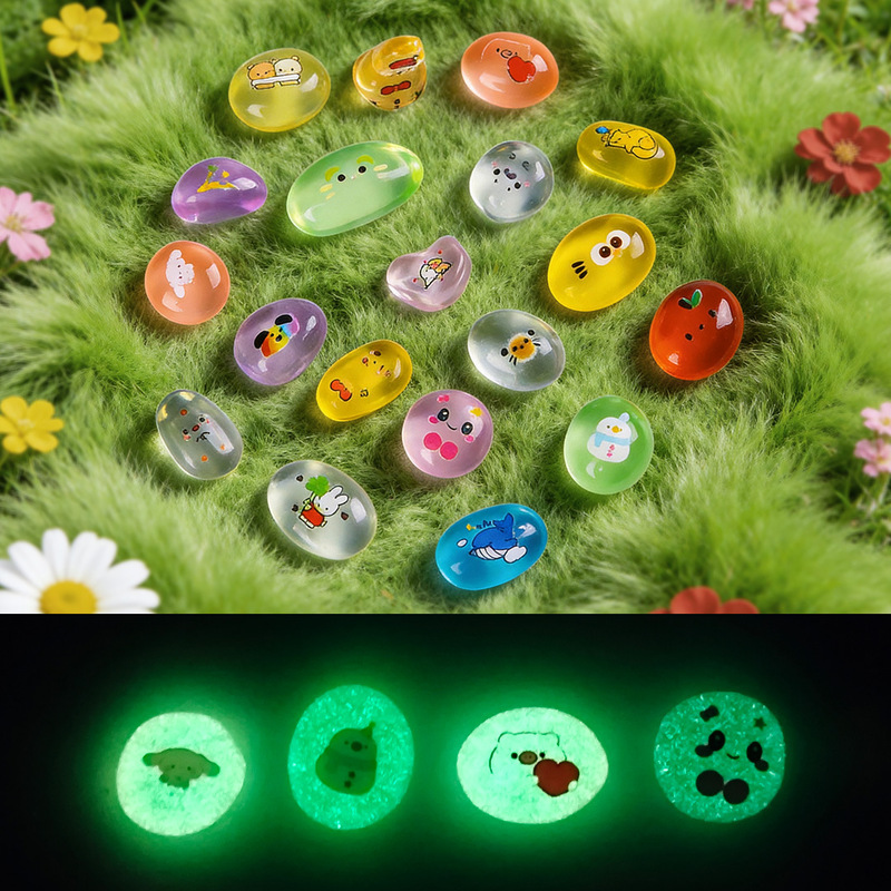 Cross-Border Garden Micro-Landscape Mini Cartoon Transparent Luminous Resin Small Stone Keychain DIY Accessories Small Ornaments