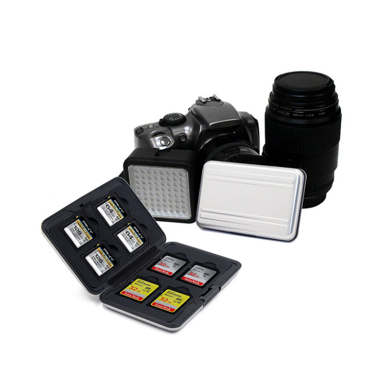 Caja de almacenamiento para tarjetas Aluminio compacto, protección para tarjetas de memoria, múltiples colores