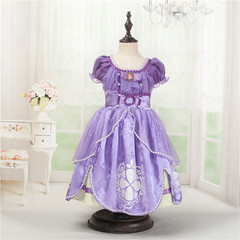 索菲亞秋款公主裙女童裙sofia棉裡短袖連衣裙禮服表演服一件代發