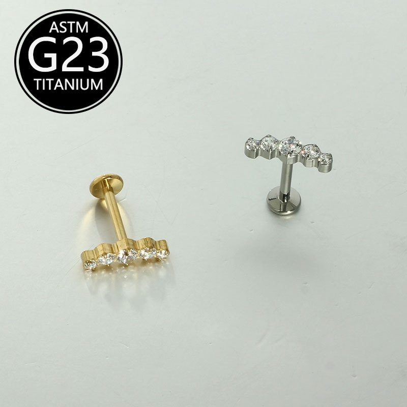 G23 Titanium Alloy Zircon Lip Labret Stud 16G Ear Cartilage Piercing Jewelry detail image 7
