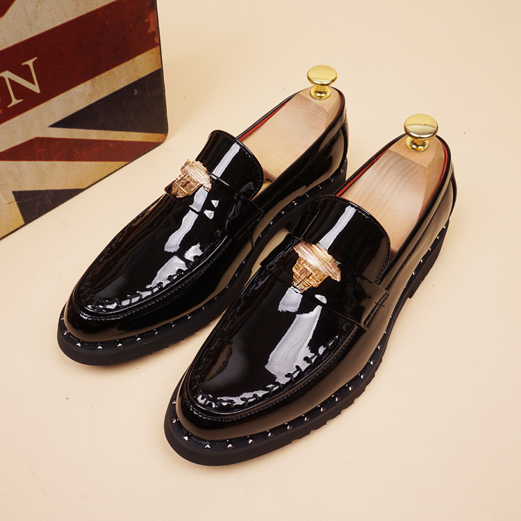 Spring and Summer Bright Leather Shoes Men's British Style Business Trend Leather Pointed Fashion Casual Shoes for Men