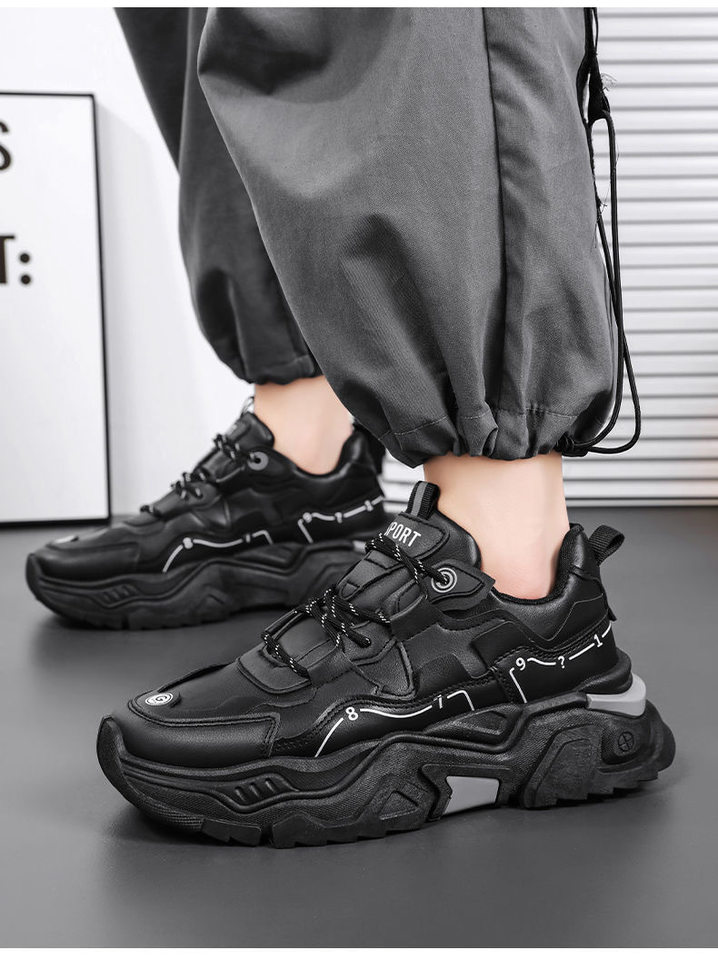 Giày sneaker nam da tổng hợp đế cao su gót thấp 1-3 cm, giày thể thao chạy bộ đế mềm tăng chiều cao — CCC10 màu trắng, CCC10 màu đen chi tiết 15