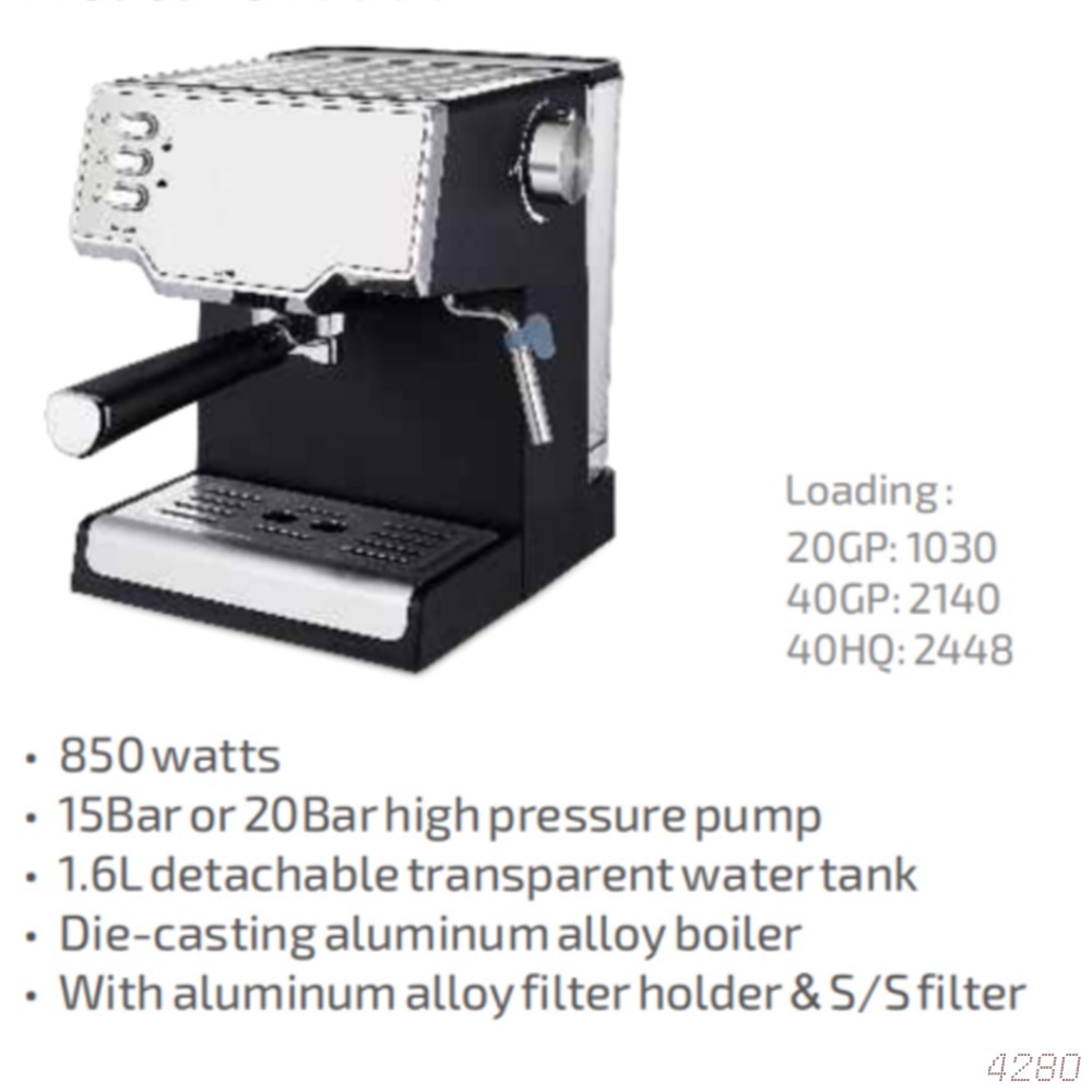 850W exportación transfronteriza 1.5L máquina de café italiana semiautomática burbuja de extracción de presión máquina de café espresso