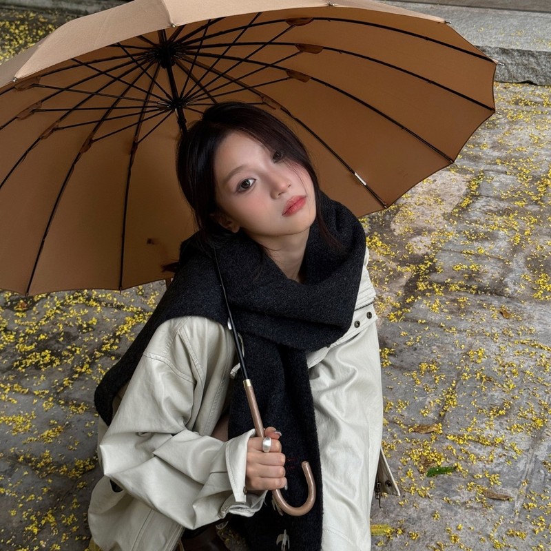 韩国订单2025新款羊毛混纺刺绣围巾秋冬季女纯色针织韩版学生百搭|undefined