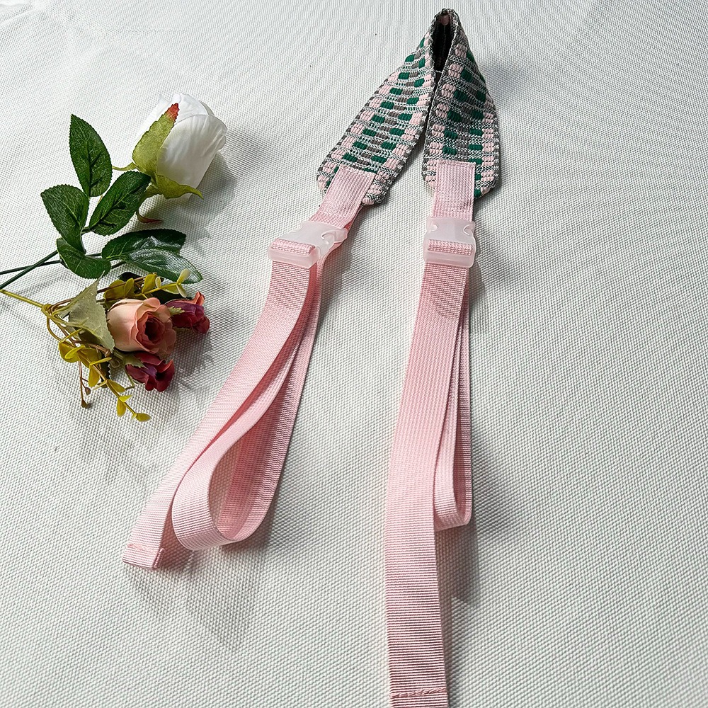 다크 그린 핑크 자카드 와이드 숄더 스트랩